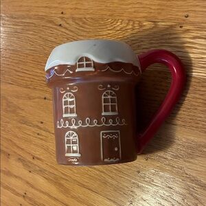 Gingerbread House Mug with Red Handle